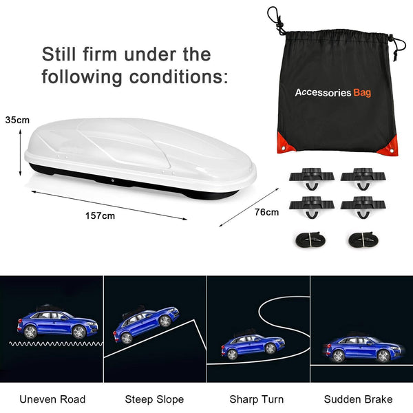 TANGZON Car Roof Box, 400L Extra-Large Car Top Roofbox with Dual Side Opening, Waterproof Hard Rooftop Cargo Carrier Storage Box for Tents Bags Luggage, Fits Most Cars (Black)