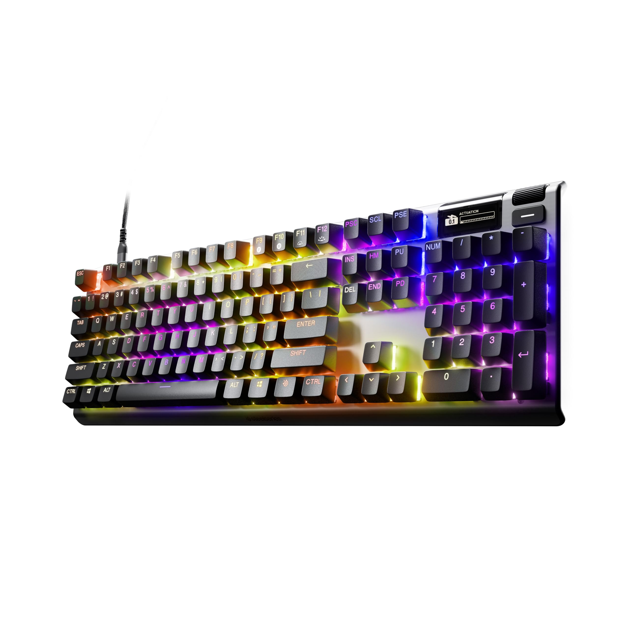 SteelSeries Apex Pro Gen 3 Gaming Keyboard - OmniPoint 3.0 HyperMagnetic Switches - Adjustable Actuation - Rapid Trigger - Game-Ready Presets - Rapid Tap/SOCD - OLED - RGB - USB-C - English QWERTY