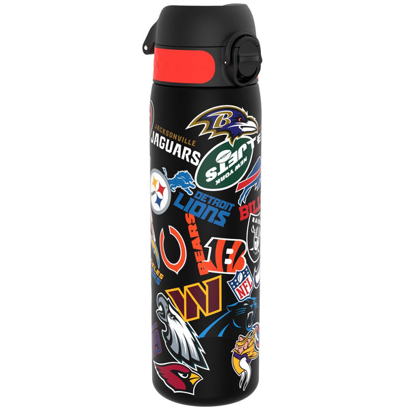 Ion8 NFL Jaguars Lightweight Steel Water Bottle, 600 ml/20 oz, Non-Insulated, Leak Proof, Easy to Open, Secure Lock, Dishwasher Safe, Flip Cover, Fits Cup Holders, Metal Water Bottle