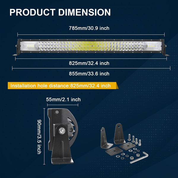 RIGIDON Straight Thin Slim Led Light Bar 22 inch 270W with 12V Wiring Harness Cable Kit, Fog Light for Car Off Road Truck ATV 4x4, Flood Spot Combo Beam, Waterproof Driving Work Lamp, 6000K White