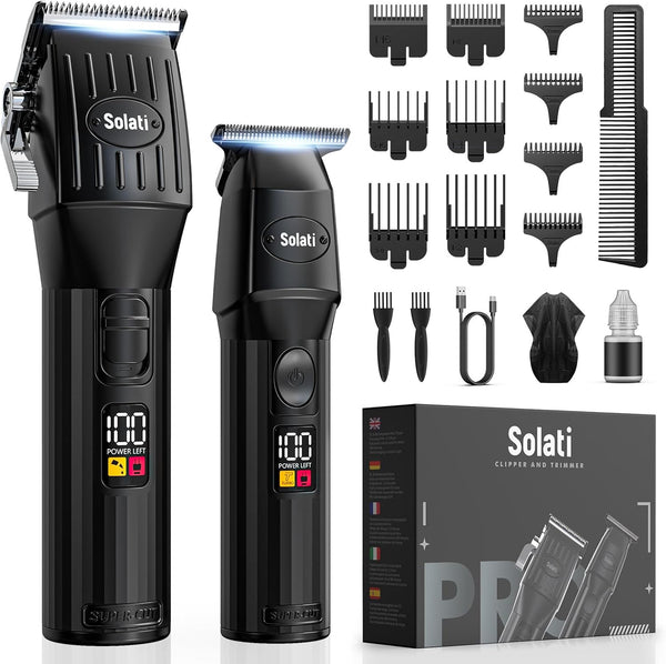Professional Hair Clippers and Beard Trimmer for Men, Cordless Hair Trimmer Barber Clippers Hair Cutting Kit Rechargeable T-Blade Shaver Haircut Grooming Set with 10 Guide Combs Gifts for Men
