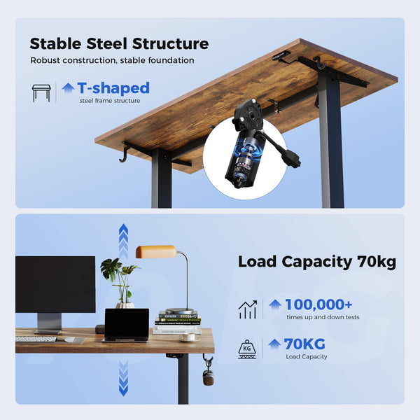 Agilestic L-Shaped Electric Standing Desk, 140cm Height Adjustable Sit-Stand Desk for Home Office, Ergonomic Computer Desk with Spliced Board, White