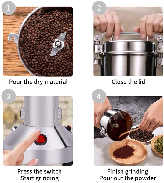 LEJIEYIN Electric Grain Grinder Mil 150g High Speed Stainless Steel, 900W Open-Cover-Stop Protection, for Grinding Various Dried Cereal/Herb/Spice/Nut