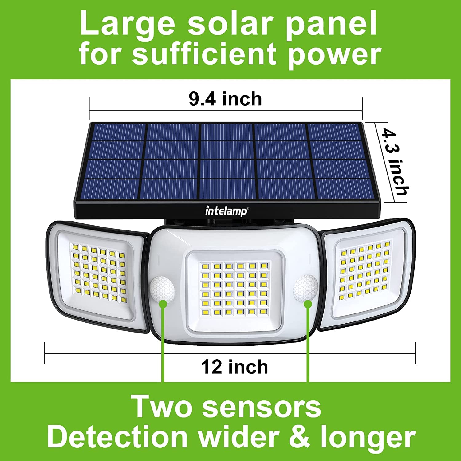 intelamp Solar Security Light Outdoor Motion Sensor 6000mAh Battery 270° 3 Modes Wall Lights Solar Flood Lights with Sensor Lights Garden for Gifts Front Door Garden Fence