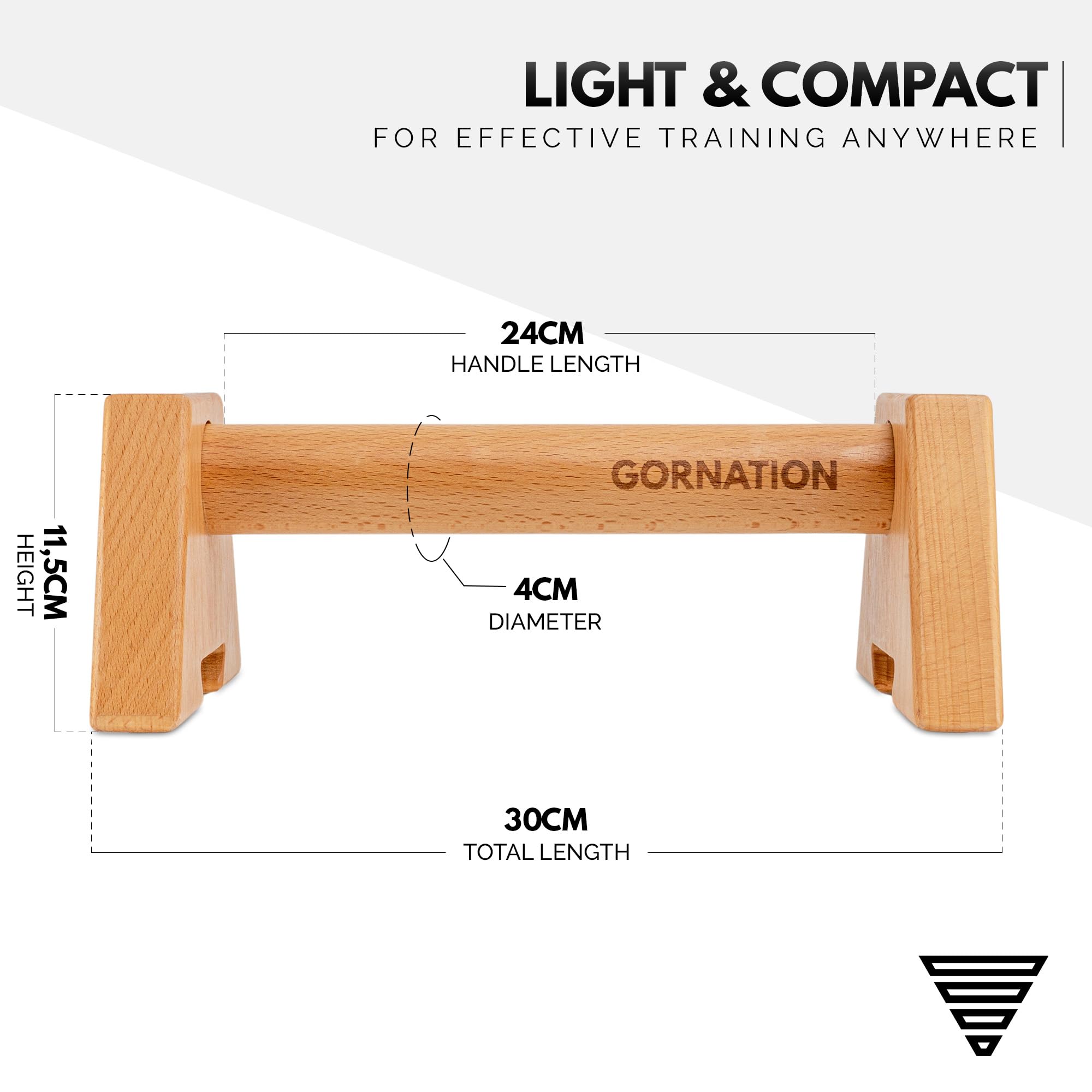 GORNATION Wooden Parallettes, Beech Wood Parallettes Bars, Wood Bars for Calisthenics, Fitness, Handstand & Push Up, Non-Slip Feet & Portable