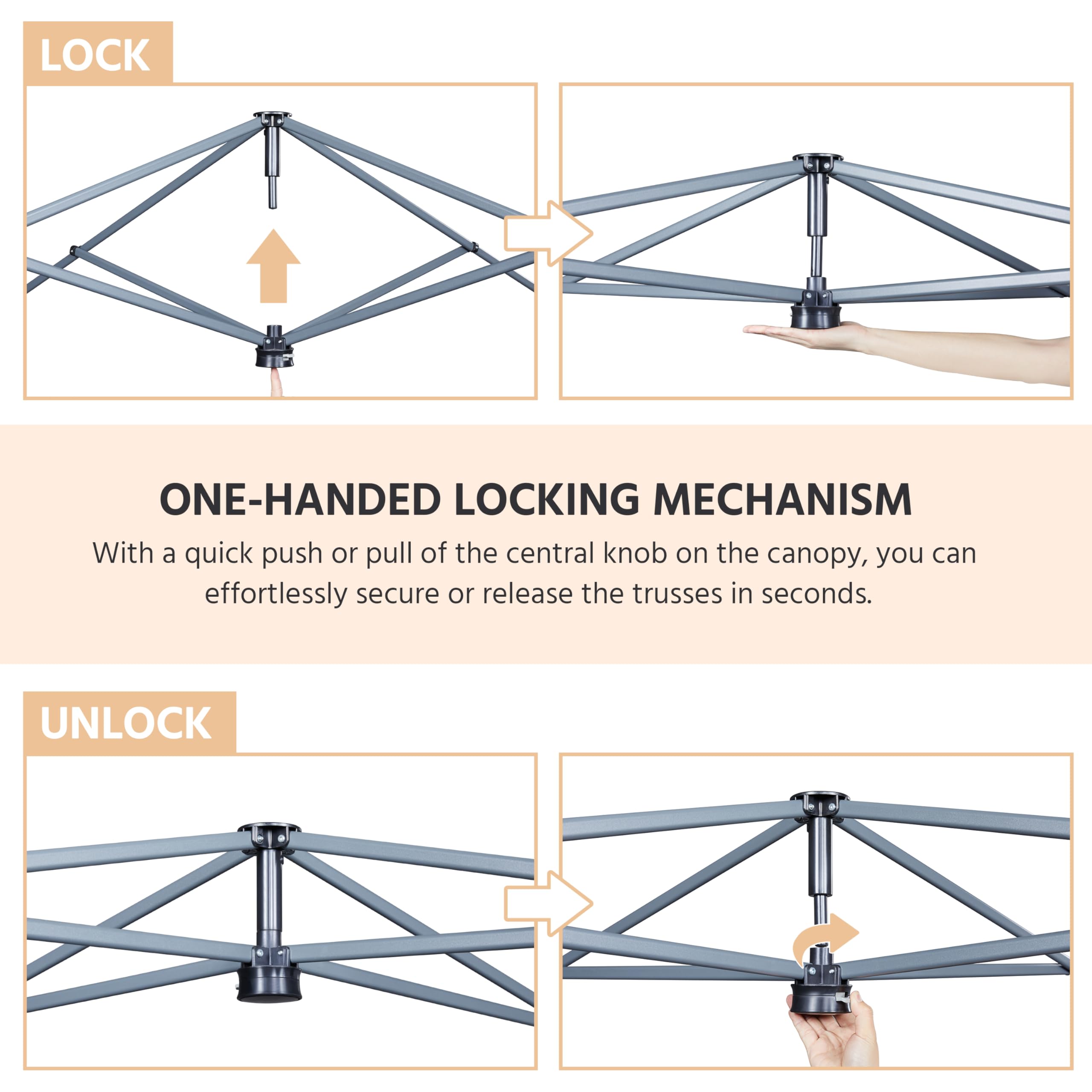 Yaheetech Pop Up Gazebo, 3x3m Easy One Person Setup Instant Shelter, Waterproof Garden Patio Canopy with 4 Sandbags, 4 Ropes & 8 Stakes, Wheeled Bag, Steel Frame, Adjustable Height - Beige