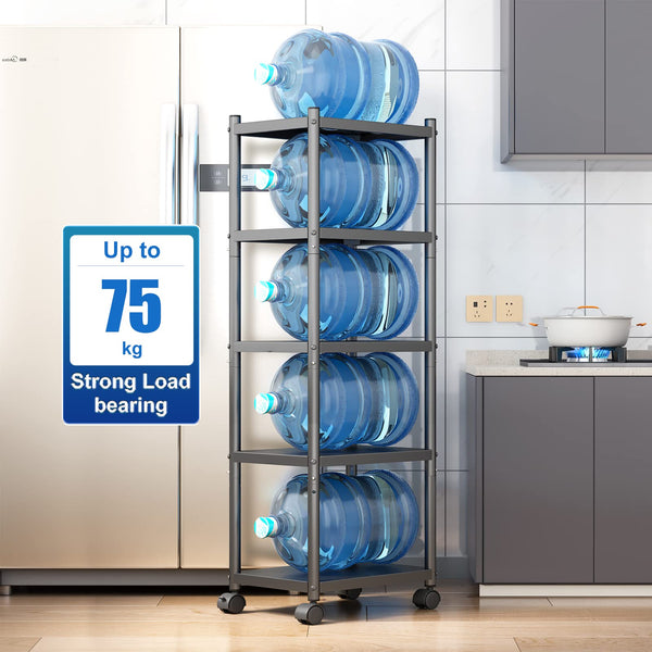 SAYZH Shelving Unit, 5 Tier Standing Heavy Duty Metal Shelving Unit Rack, Multifunctional Narrow Storage Trolley with Wheels and Anti-slip Feet for