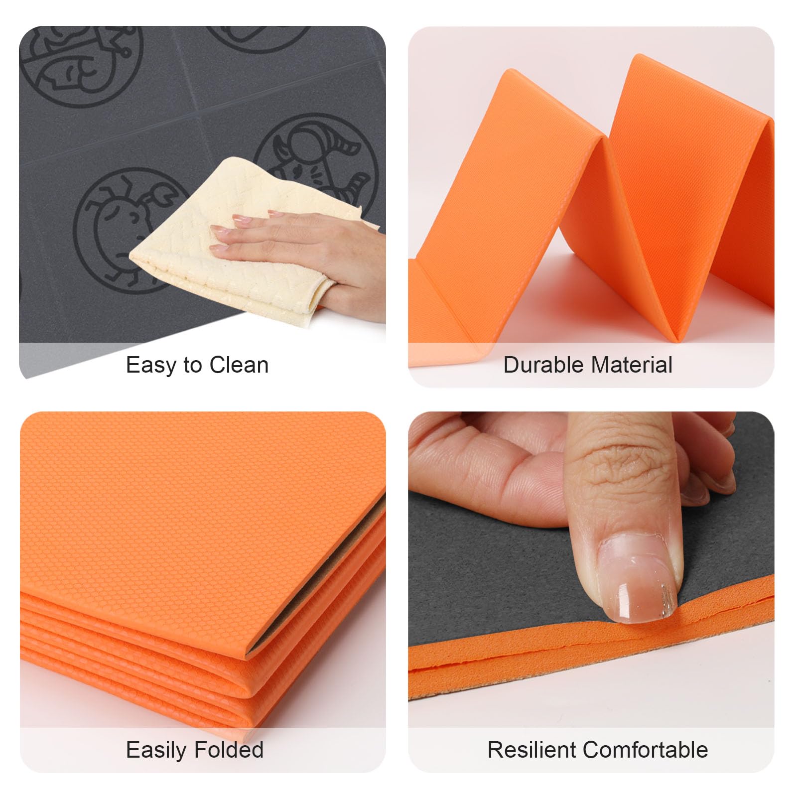 EKE Foldable PU+TPE Yoga Mat 5mm Thickness, Standard Size, Foldable, Lightweight and Portable, Ideal for Yoga, Pilates, Fitness, Sports, Training,