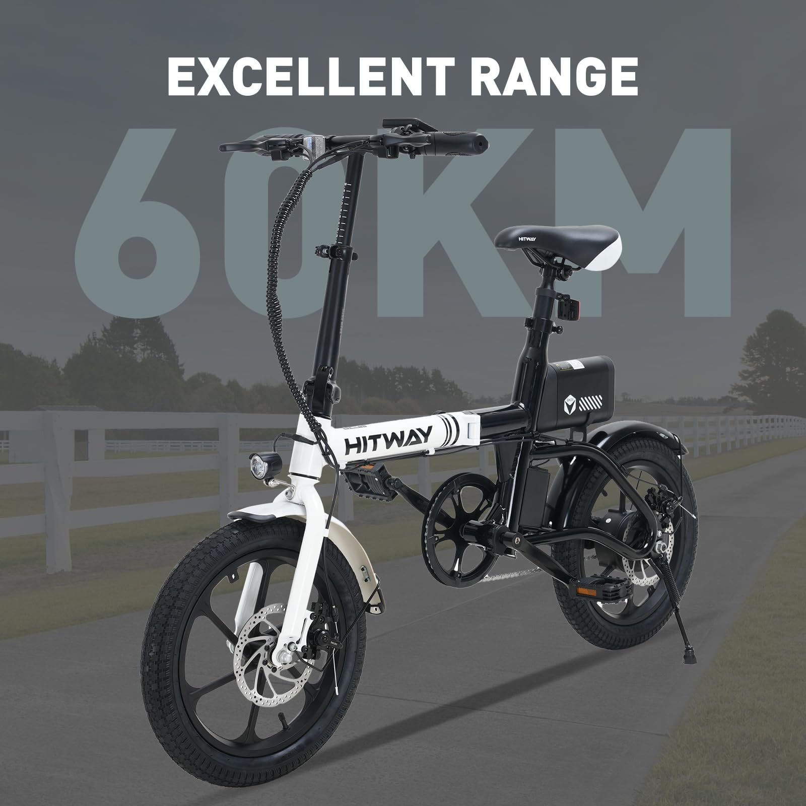 HITWAY BK35 Folding Electric Bike, 16 inch E Bike 250W City E-Bike Max.Range 25-60KM