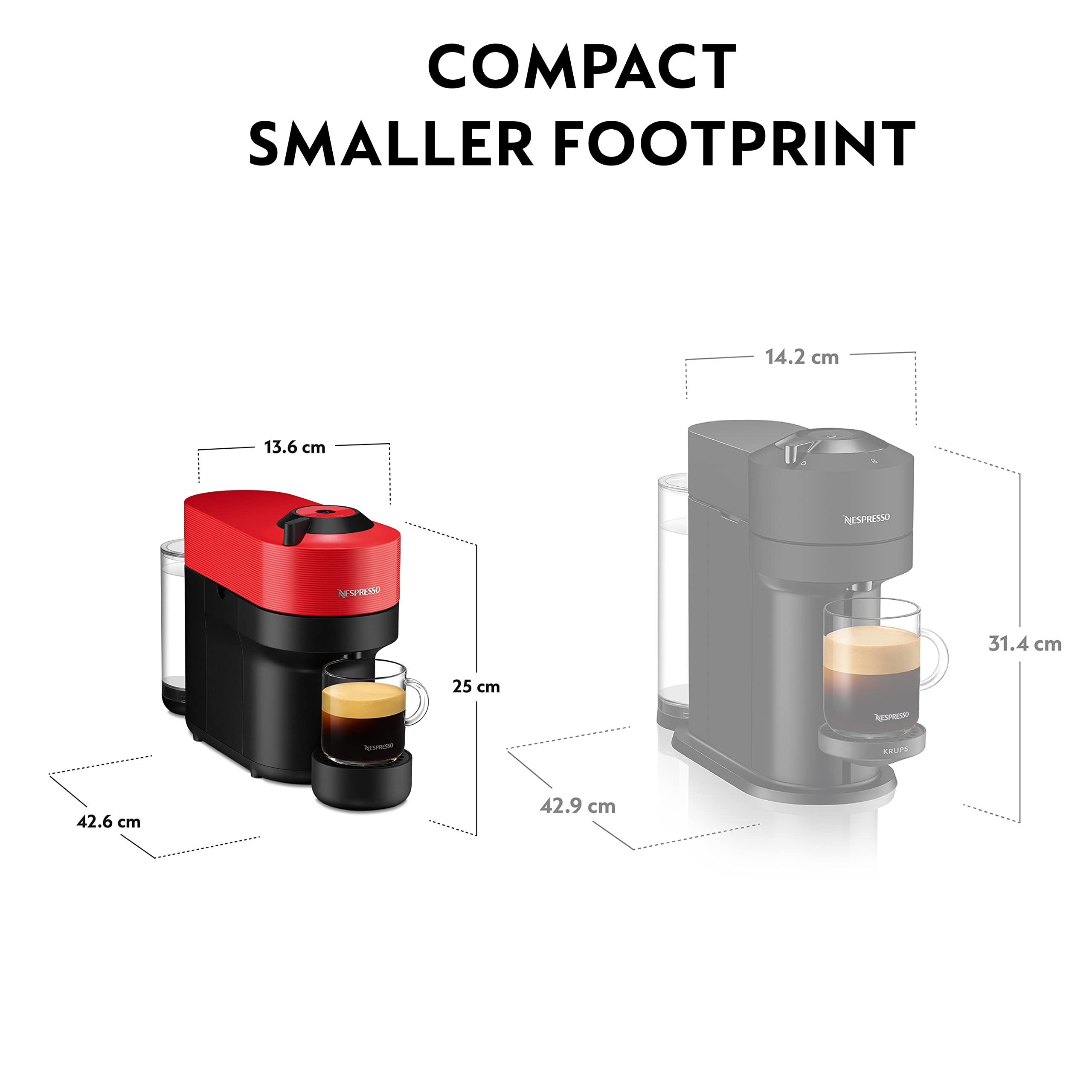 Nespresso Coffee Machine Barista Bundle includes Vertuo Pop White by Krups, Milk Frother, 2x Mugs, 2 x spoons, Melozio coffee pods & Chiaro coffee pods