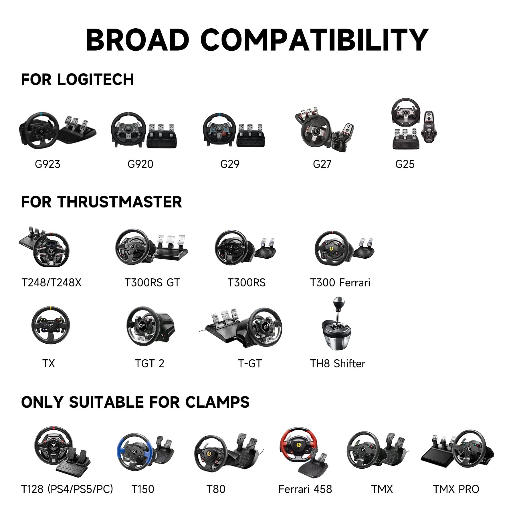 CO-Z Racing Wheel Stand Compatible with Logitech G27, G29, G920, Thrustmaster T300RS, T80, Adjustable Height for PS4, Xbox One, Series X|S, PC Gaming