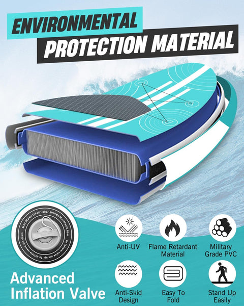 Inflatable Stand Up Paddle Board 10'6"×31"×6"", Max 140KG Load SUP Paddle Board with Accessories Waterproof Cell Phone Bag, Excellent Paddleboards for Adults/Youth/Beginners/Advanced/Water yoga