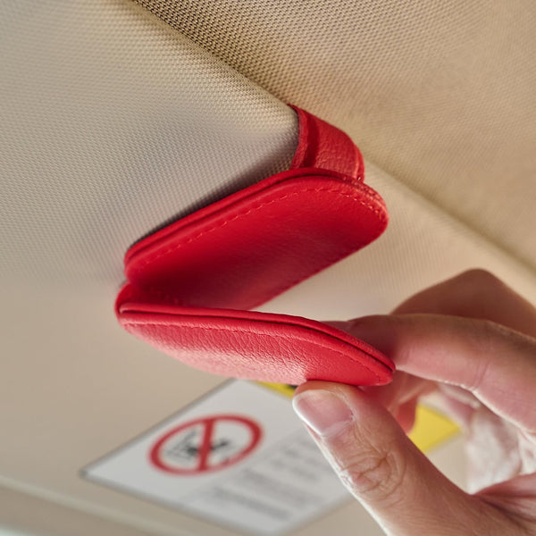 Premium Leather Sunglasses Holder for Car Visor - Luxury Car Accessories Organizer, Stylish Unisex Gift for Men & Women, Durable Eyeglass Case Clip with Compact Design (Black)