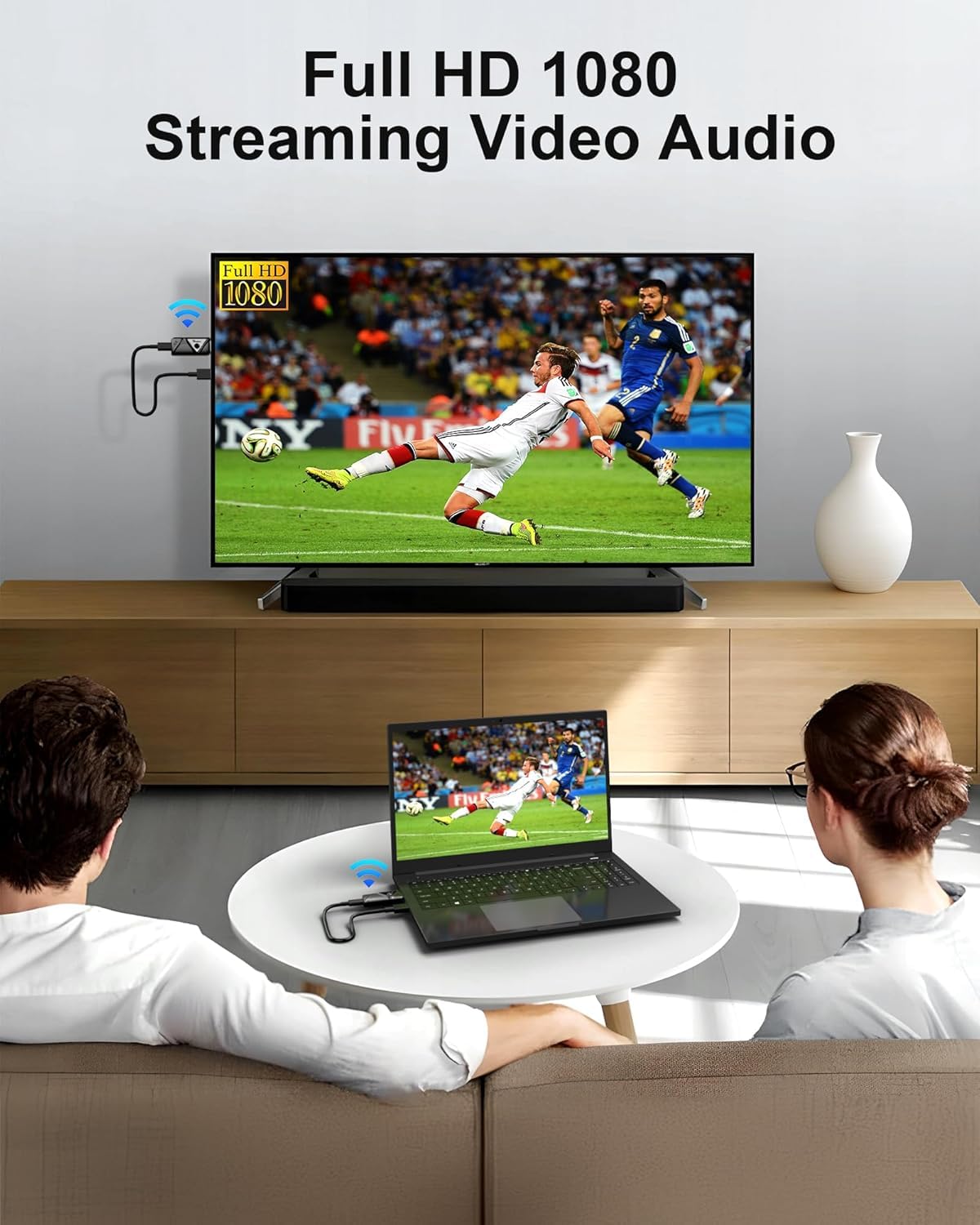 BDFFLY Wireless HDMI Transmitter and Receiver, Plug & Play Portable 2.4G/5G Wireless HDMI Extender Kit for Streaming Video and Audio to Monitor from Laptop/PC/TV Box/Projector - 98FT/30M