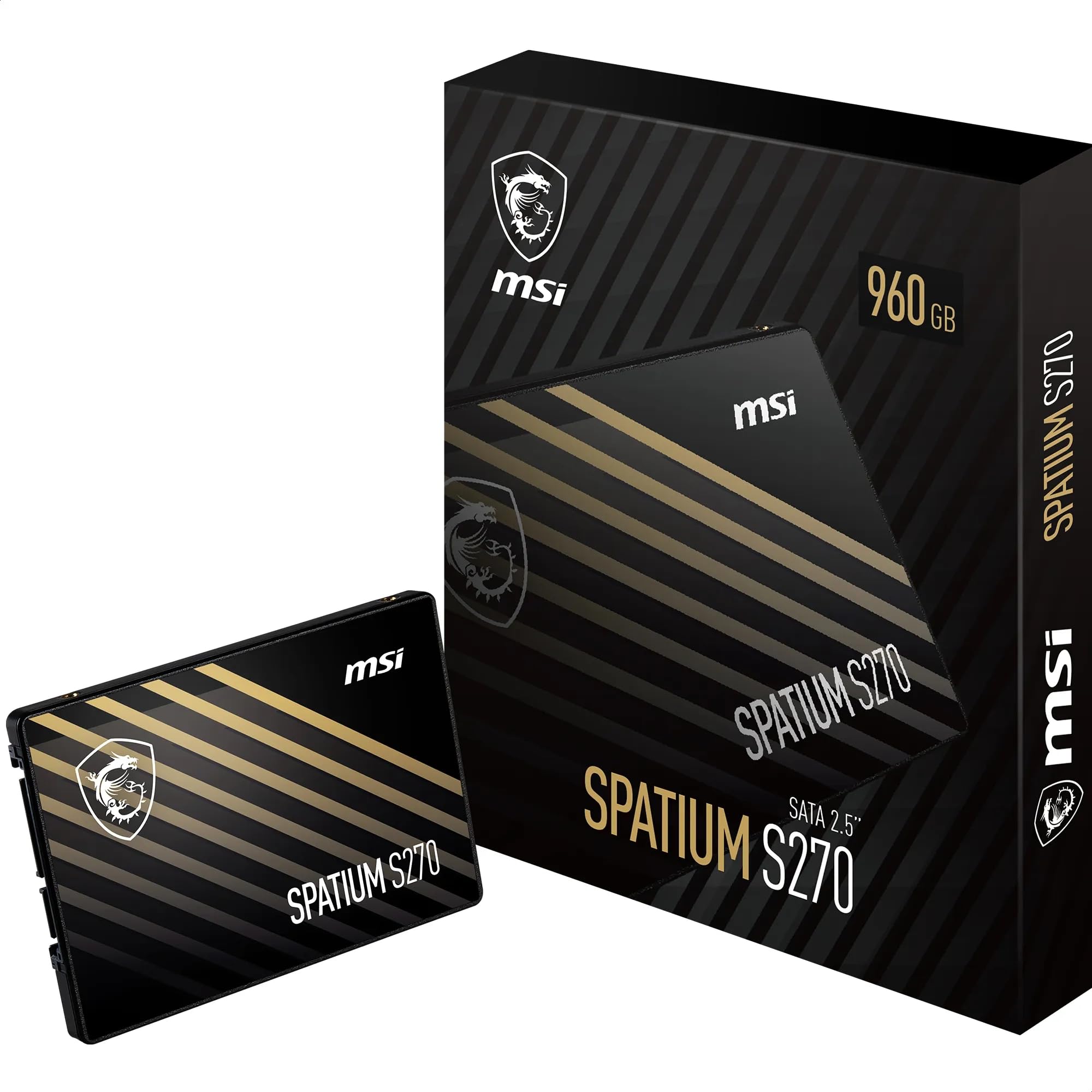 MSI SPATIUM S270 SSD 480GB - SATA 3 2.5" Solid State Drive, 500MB/s Read & 450MB/s Write, 3D NAND, Built-In Data Security, MSI Center - 5 Year Warranty (250 TBW)