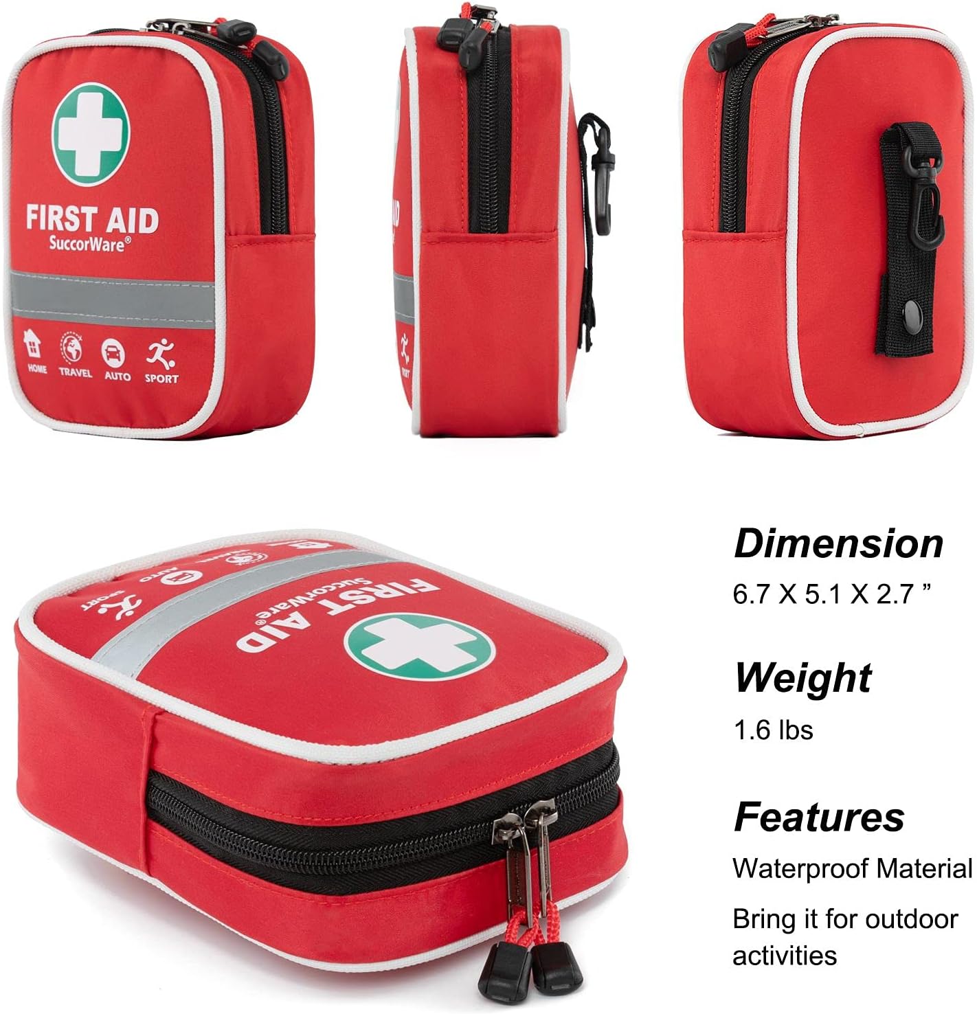 130 Pieces First Aid Kit with Hospital Grade Medical Supplies - Includes Emergency Blanket, Bandage - Great for Home, Outdoors, Office, Car, Travel, Camping, Hiking, Boating