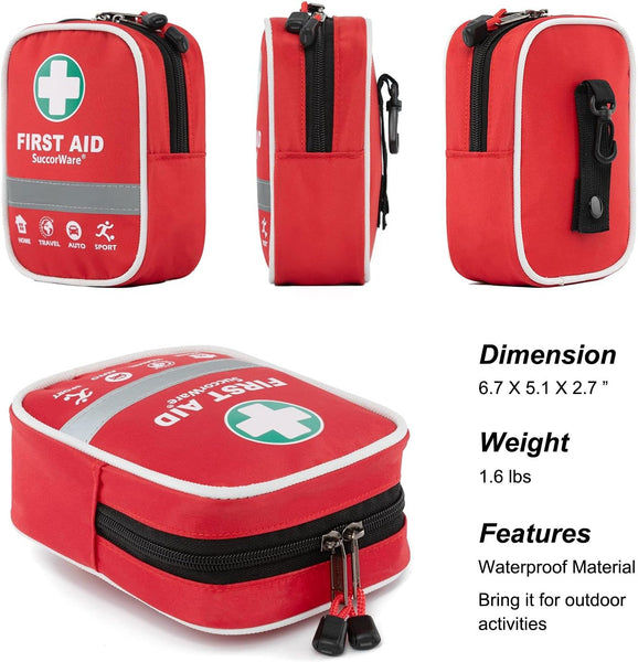 130 Pieces First Aid Kit with Hospital Grade Medical Supplies - Includes Emergency Blanket, Bandage - Great for Home, Outdoors, Office, Car, Travel, Camping, Hiking, Boating