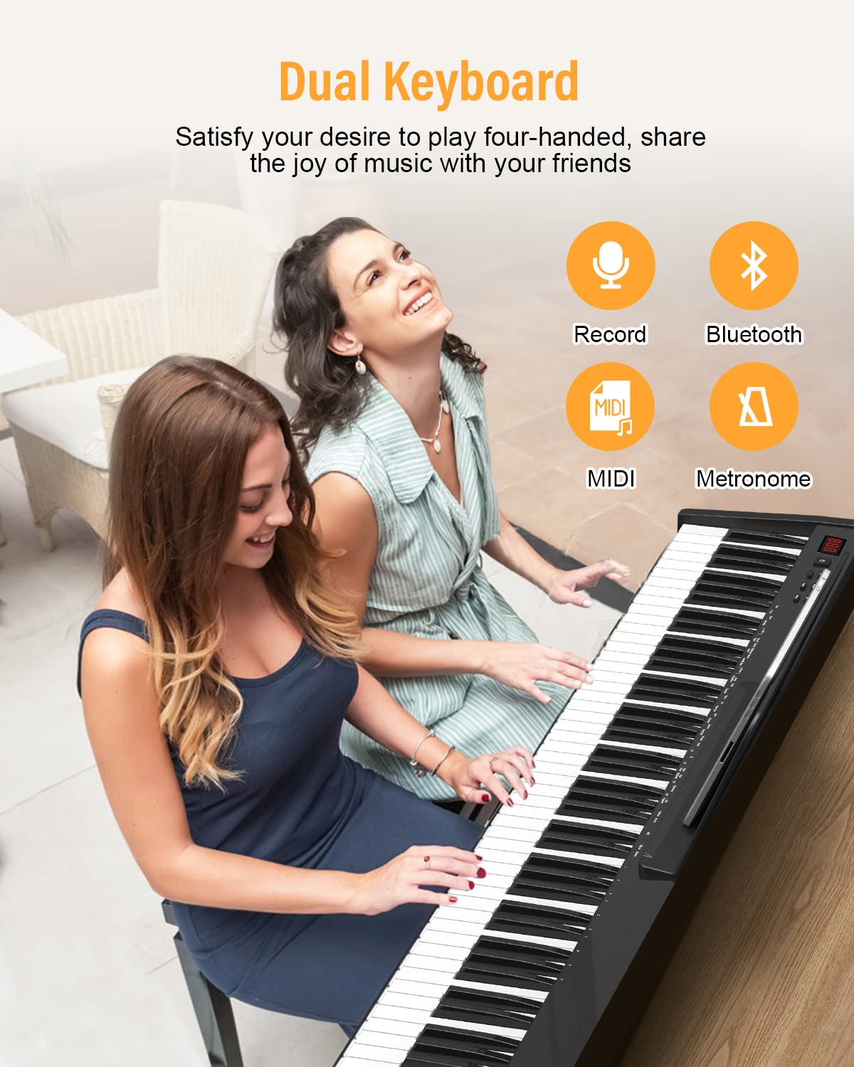 OYAYO 88 Key Digital Piano Full Size Semi-Weighted Keys, Complete Bundle Includes Double X Stand, Travel Bag, Touch Sensitivity Portable Keyboard for Beginners and Musicians on the Road
