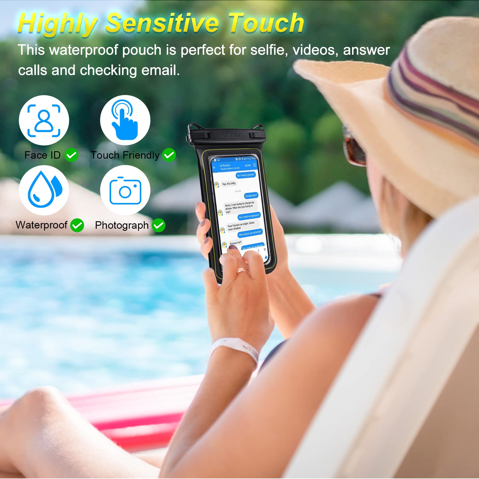 Floating Waterproof Phone Pouch, IPX8 Universal Waterproof Phone Case for Swimming Dry Bag Underwater for iPhone 16 Pro Max 15 Pro 14 Samsung S25 S24 S23 Ultra Huawei Xiaomi etc, Up to 6.9"