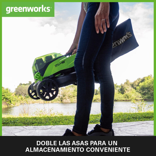 Greenworks G24X2LM36K4X Cordless Lawnmower for Lawns up to 420m², 36cm Cutting Width, 40L Bag PLUS Two of 2x24V(48V equivalent) 4Ah Batteries & Twin Charger, 3 Year Guarantee