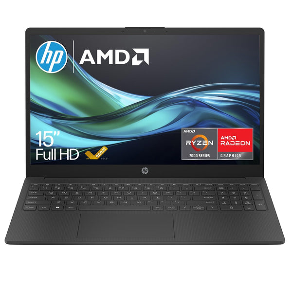 HP 15.6" Laptop | AMD Ryzen 3 7320U Processor | 8 GB RAM | 256 GB SSD | AMD Radeon Graphics | FHD Display | Up to 11hrs 15 mins battery | Win 11 | Dual Speakers | Jet Black | 15-fc0038sa