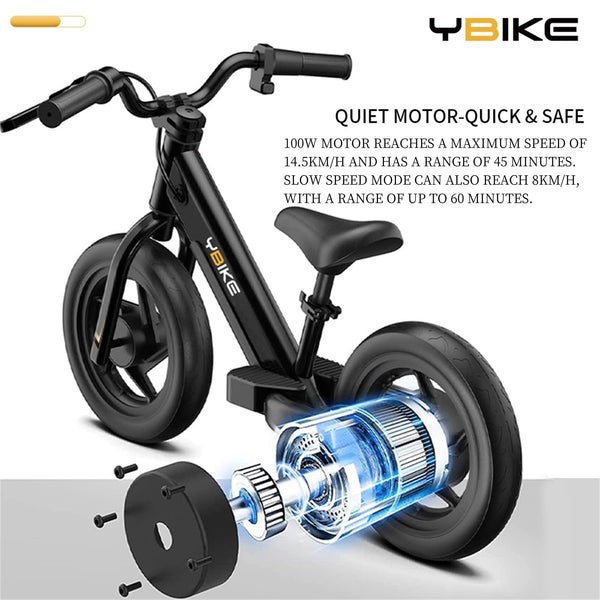 YBIKE Electric Balance Bike,12 Inch Kids Electric Bike for Ages 3-5 Years Old, Kids Balance Bikes with Adjustable Seat, Dirt Bike for Boys & Girls