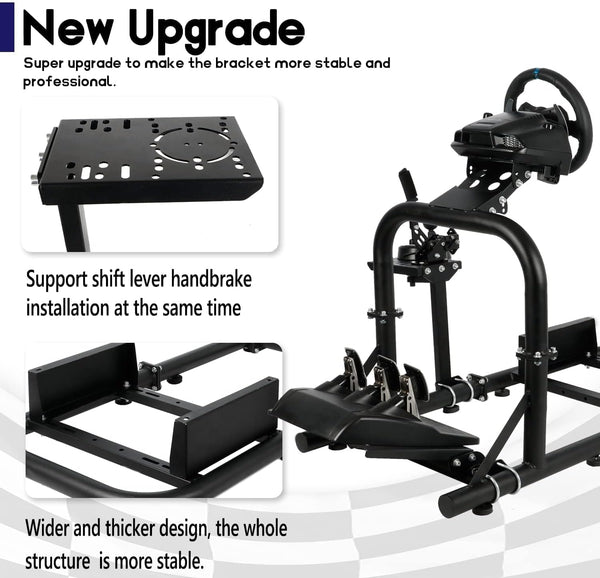 Minneer L-shaped Double Arms Racing Simulator Cockpit Fit for Logitech Fanatec Thrustmaster G27 G29 G920 G923 T300RS Large Round Tube Driving Wheel Stand Not Included Wheel Pedal Handbrake and Seat