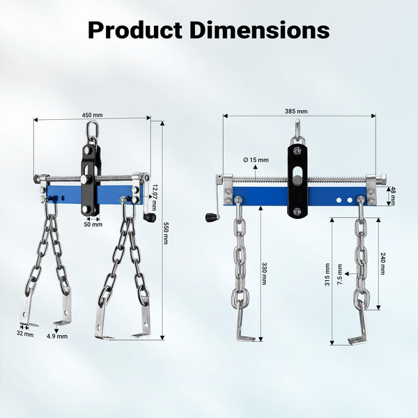 WilTec Solid Steel Engine Load Leveller - 750kg Max, Easy To Connect To Workshop Crane & Engine Stand, Includes four Chains with Safety Hooks