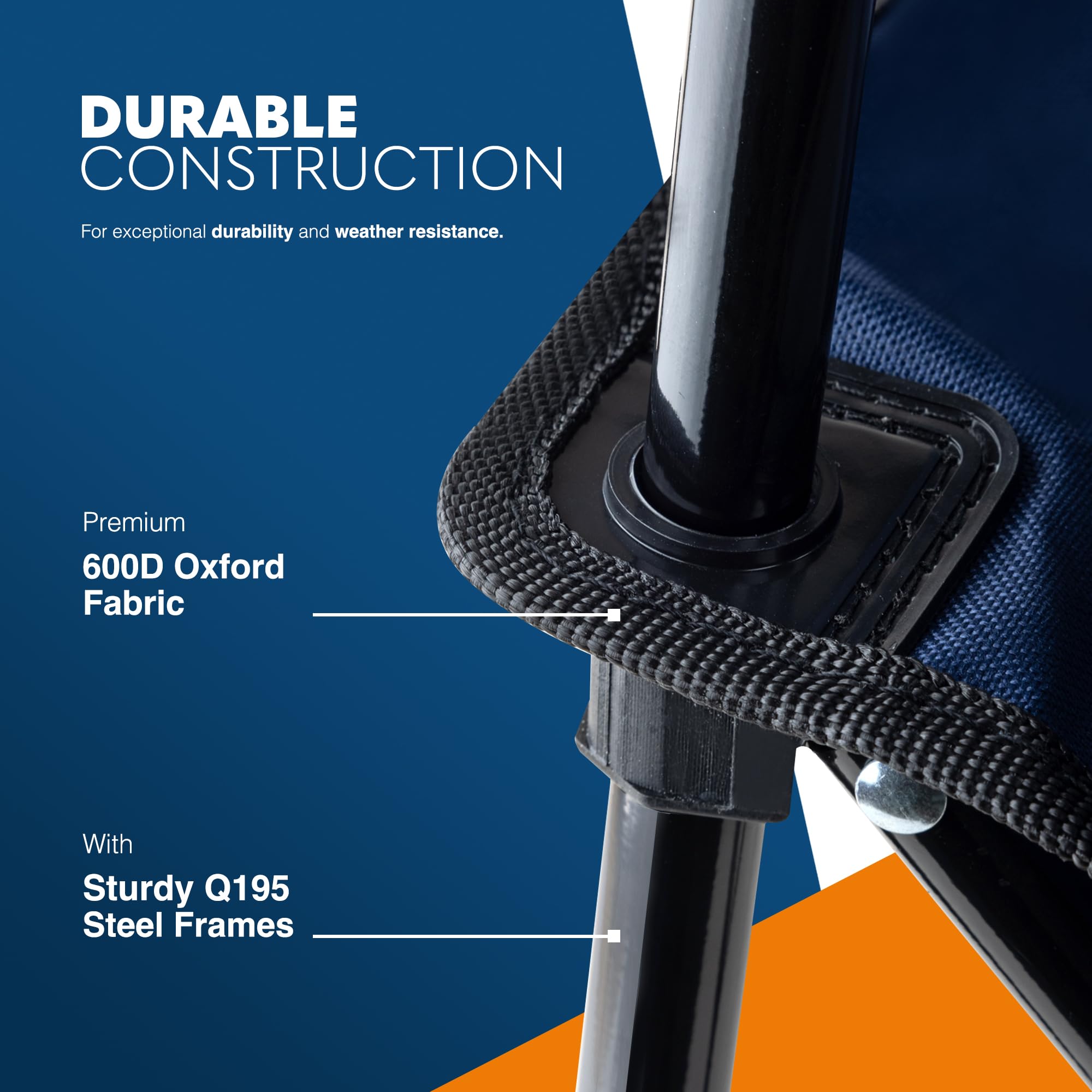 Voyager Folding Camping Chairs 2 Pack with Cooler Bag, Lightweight Q195 Steel Frame, 600D Oxford Fabric, Portable & Comfortable - Black (Black, Padded)