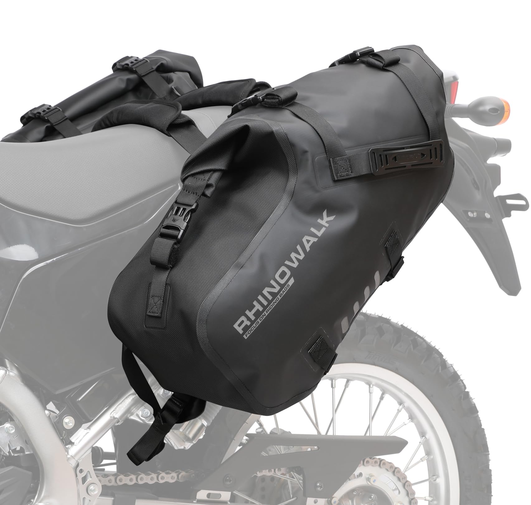 Rhinowalk Motor Pannier Bag Motorcycle Seat Bag Waterproof Travel Luggage Expandable19-26L, Black (MT4026)