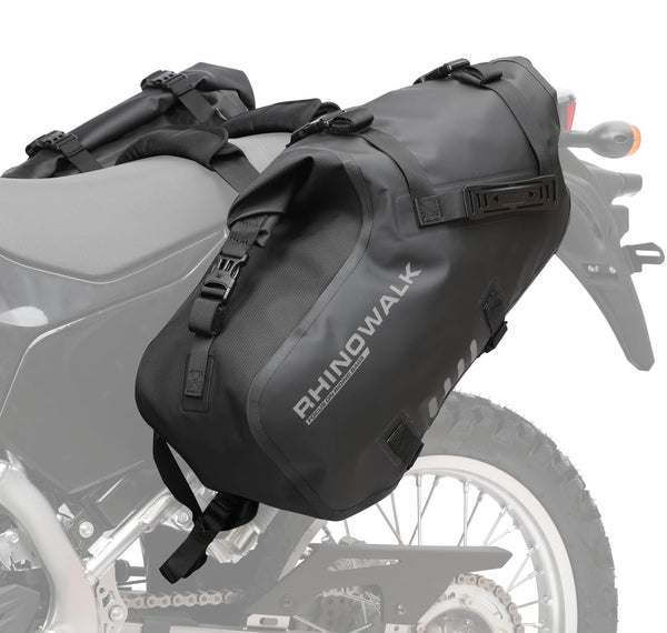 Rhinowalk Motor Pannier Bag Motorcycle Seat Bag Waterproof Travel Luggage Expandable19-26L, Black (MT4026)