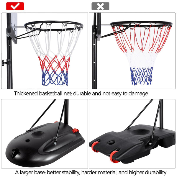 Yaheetech Outdoor Adjustable Basketball Stand, Portable Basketball Hoop Net System on Wheels