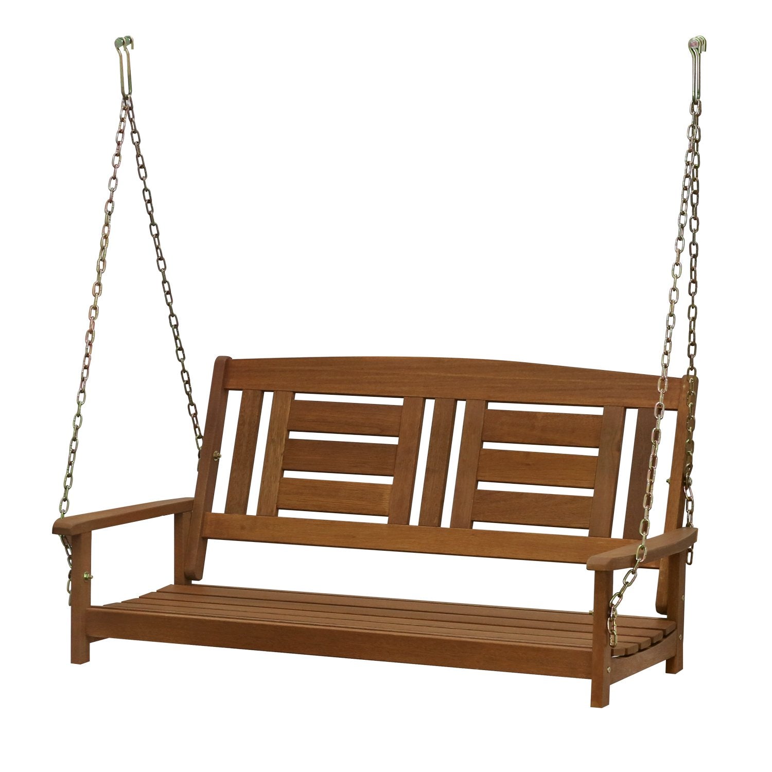 Furinno Tioman Hardwood Hanging Porch Swing with Stand in Teak Oil, Natural