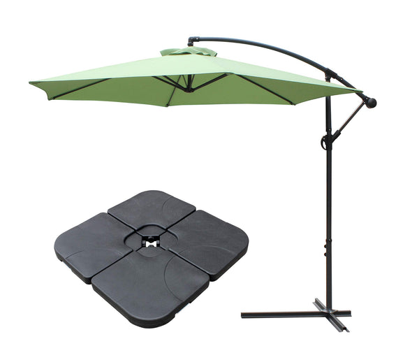 All Seasons Gazebos Ross James premium garden parasol umbrella with crank handle including base weight (Green)