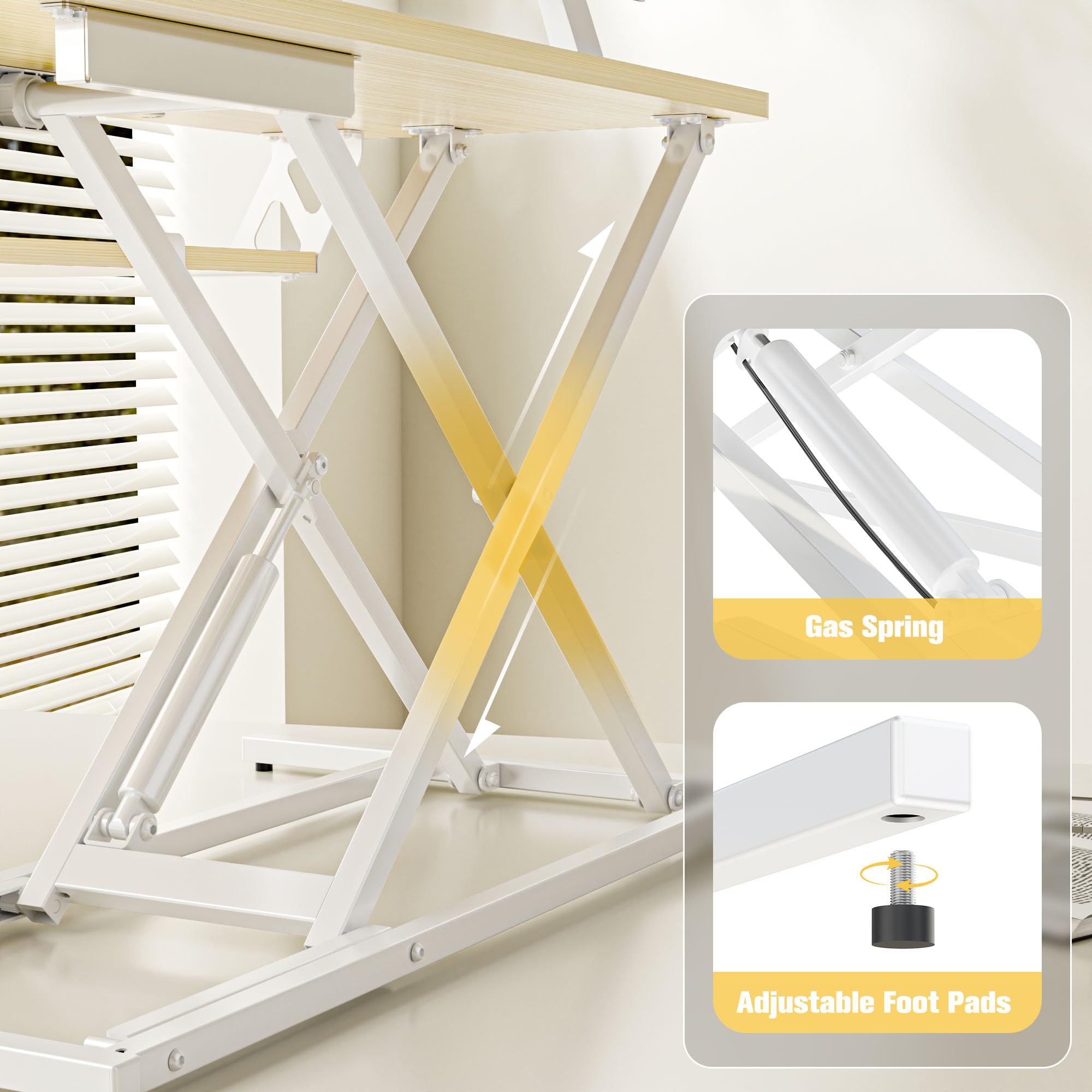 ERGOMAKER Height Adjustable Standing Desk Converter - 101cm (40 Inch) Wide Platform Tabletop Workstation - Quick Sit to Stand Desk Riser for Dual Monitors White