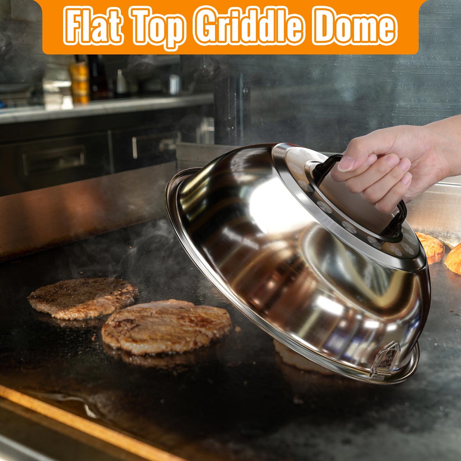 HULISEN 8.5-Inch Burger Press, 2.5 lbs Heavy Duty Bacon & Grill Press, Stainless Steel Smashed Burger Press, Round Smasher with Wood Handle, BBQ Griddle Accessories for Hamburger, Steak, Meat…