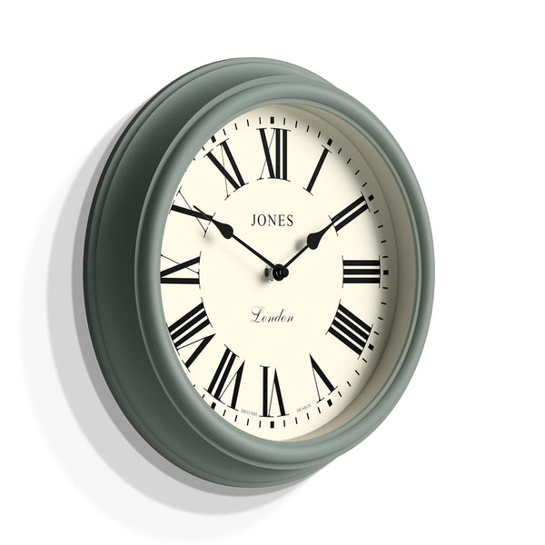 Jones Clocks Venetian wall clock | Classic round clock | 30cm | Green | Roman numerals | Traditional design ideal for kitchen, living room or bedroom