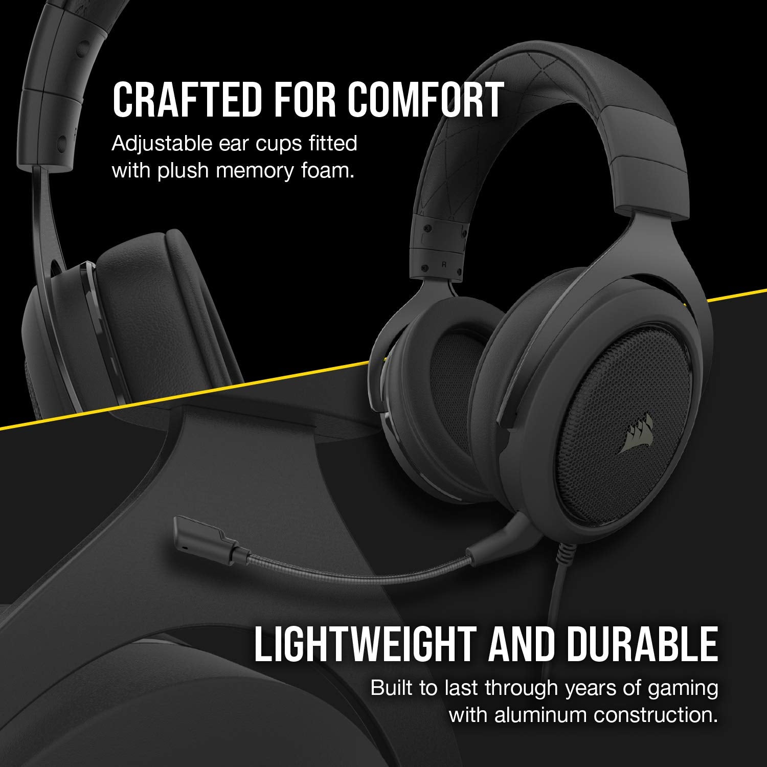 CORSAIR HS55 SURROUND Lightweight Multiplatform Wired Gaming Headset – Dolby 7.1 Surround Sound – iCUE Compatible – PC, Mac, PS5, PS4, Xbox, Nintendo Switch, Mobile – Carbon
