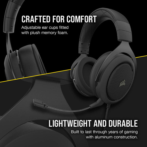 CORSAIR HS55 SURROUND Lightweight Multiplatform Wired Gaming Headset – Dolby 7.1 Surround Sound – iCUE Compatible – PC, Mac, PS5, PS4, Xbox, Nintendo Switch, Mobile – Carbon