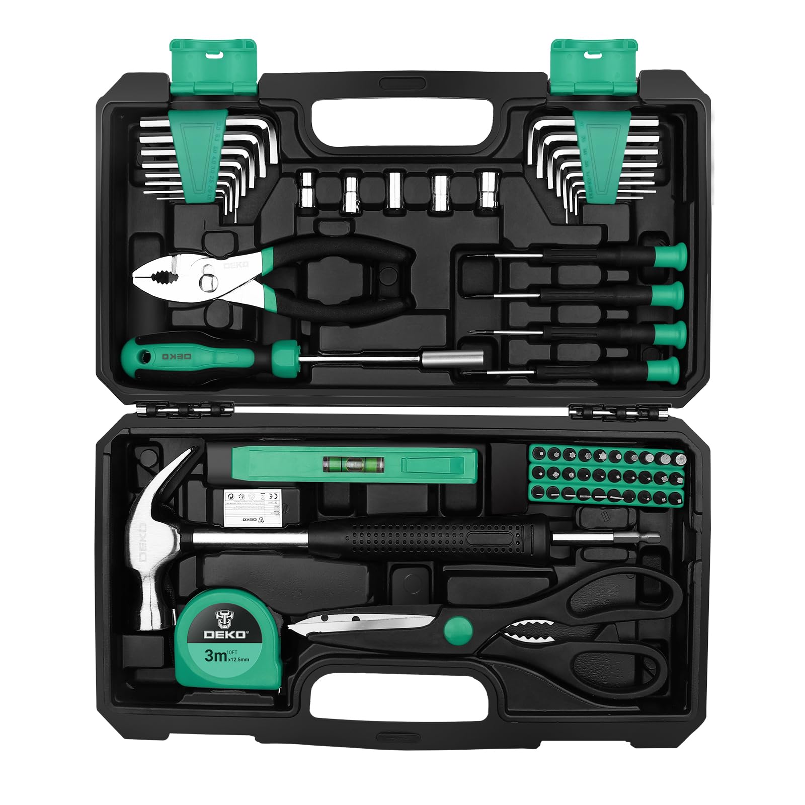 DEKO Tool Kit Set Box 62 Piece Home Repair DIY Tools Basic Hand Toolbox Sets for Home