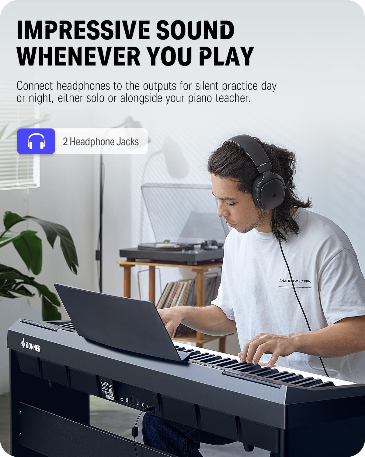 Donner Digital Piano Keyboard Weighted 88 Keys with Piano Stand, Beginner Home Electric Piano with Furniture Stand and Triple Pedal, DEP-20 Real Piano Touch