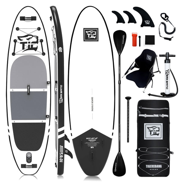TIGERXBANG Stand Up Paddle Boards 10'6" x 32" x 6"丨10' x 31" x 6" with Premium SUP Board Accessories, Inflatable Paddle Boards for Adults/Kids Stand Up PaddleBoarding