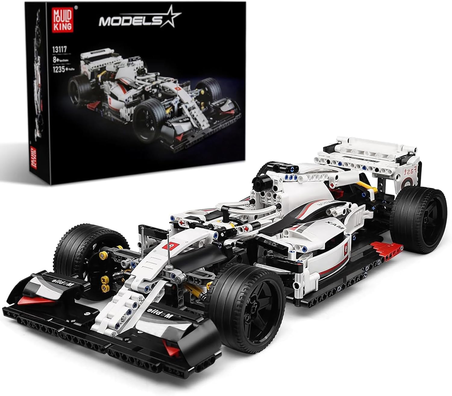 Mould King Technik Racing Building Block Set, Formula One Sports Car Blocks Kit, 1:10 Ratios Racing, Car Model Clamping Blocks Toys for adults/ 8+ Children's (1235+ PCS)