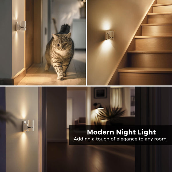 LOHAS-LED Night Light Plug in Wall, 1 Pack, Dimmable Nightlight, Dusk to Dawn Sensor, Brightness Adjustable 0-100LM, 3000K Warm White, Plug-in Modern Night Light for Hallway Bedroom Stair Bathroom