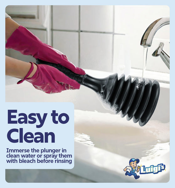 Luigi's Sink Plunger - Drain Plunger Sink Unblocker - Plungers for Unblocking - Drain Plungers for Bathroom Kitchen Bath Shower - Unblock Pump with Accordion Bellows