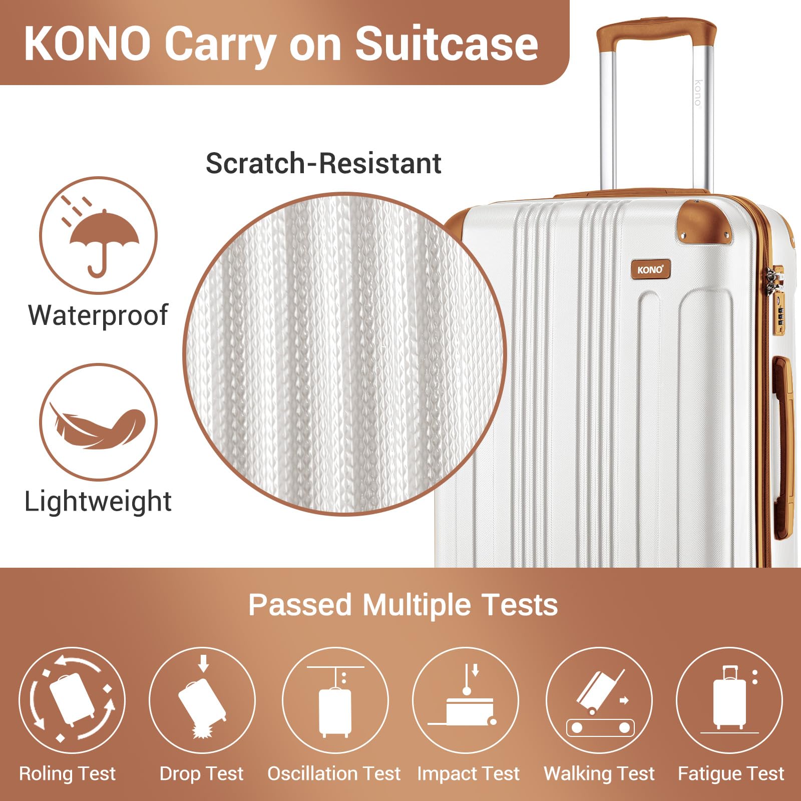 Kono 28 Inch Large Hard Shell Luggage Lightweight ABS 4 Wheels Spinner Business Trip Trolley Case Suitcase (Grey)
