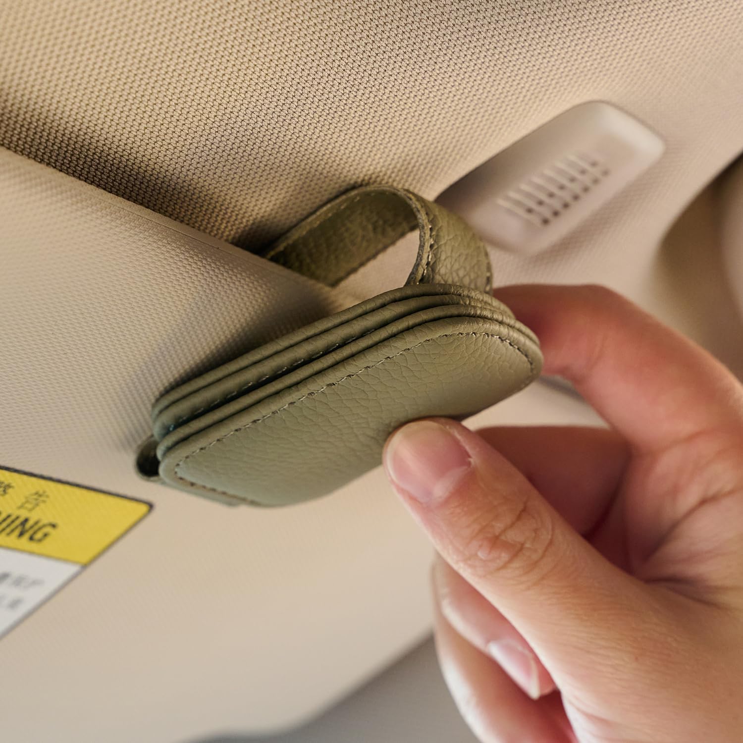 Premium Leather Sunglasses Holder for Car Visor - Luxury Car Accessories Organizer, Stylish Unisex Gift for Men & Women, Durable Eyeglass Case Clip with Compact Design (Black)