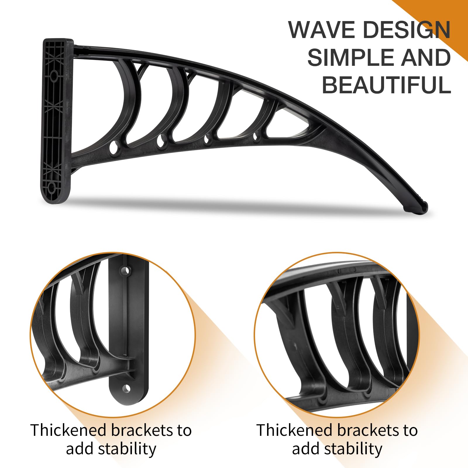 Outopee Door Canopy Awning, 120 x 80 cm Window Garden Front Door Canopy for Outdoor Shelter, Window Porch Shade, Patio Roof Cover, Black