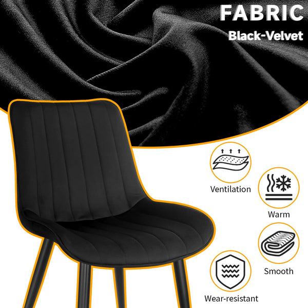 LONGTOO Set of 6 Dining Chairs with Velvet Upholstered Seat & Backrest,Stable Metal Legs,Modern Stripe Design,Champagne