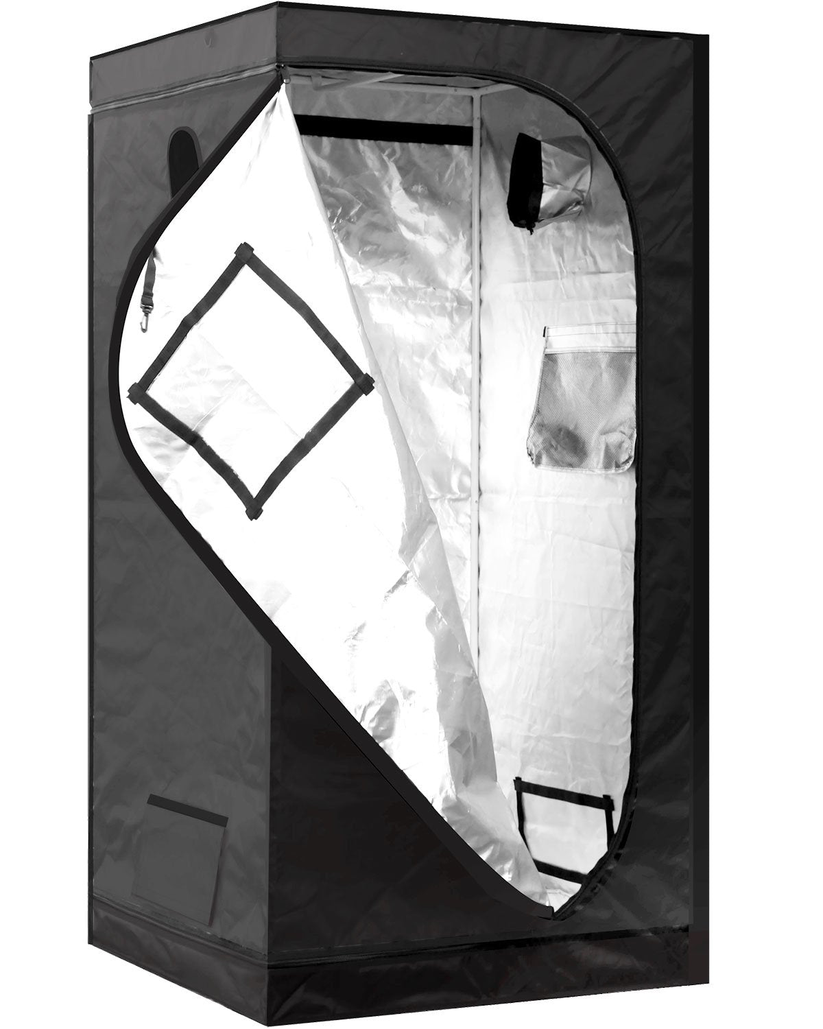 iPower Mylar Hydroponic Water-Resistant Grow Tent with Observation Window and Removable Floor Tray, Tool Bag for Indoor Plant Seedling, Propagation,